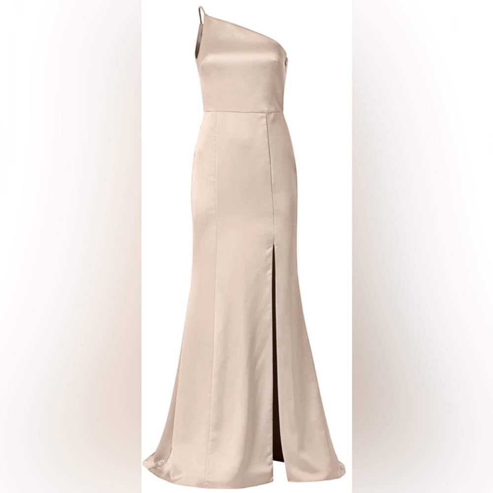 Worn once. Hemmed a little bit and taken in under arms.
